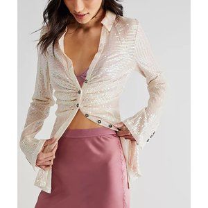 🆕 FREE PEOPLE Sequin Shirtee / Champagne Dreams
